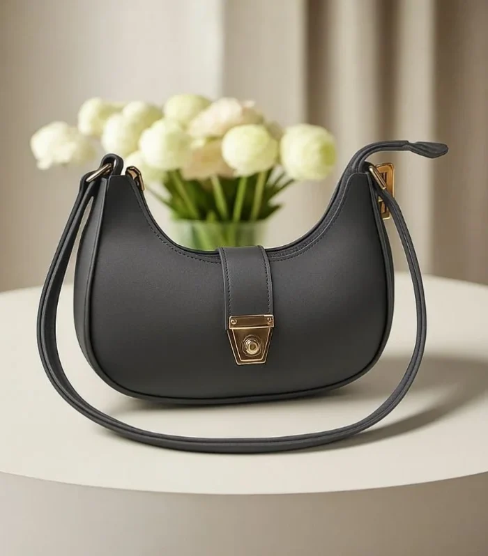 Crescent Luxury Faux Leather Shoulder Bag |  Elegant Handbag for Women