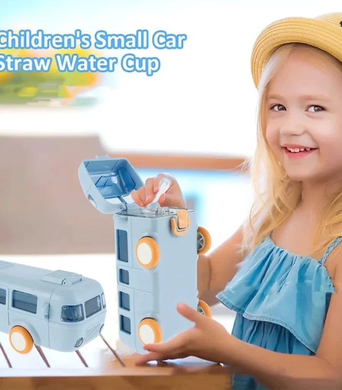 Bus Shape School Water Bottle | 500ml | With Strap | Cute & Leak-Proof | Random Color