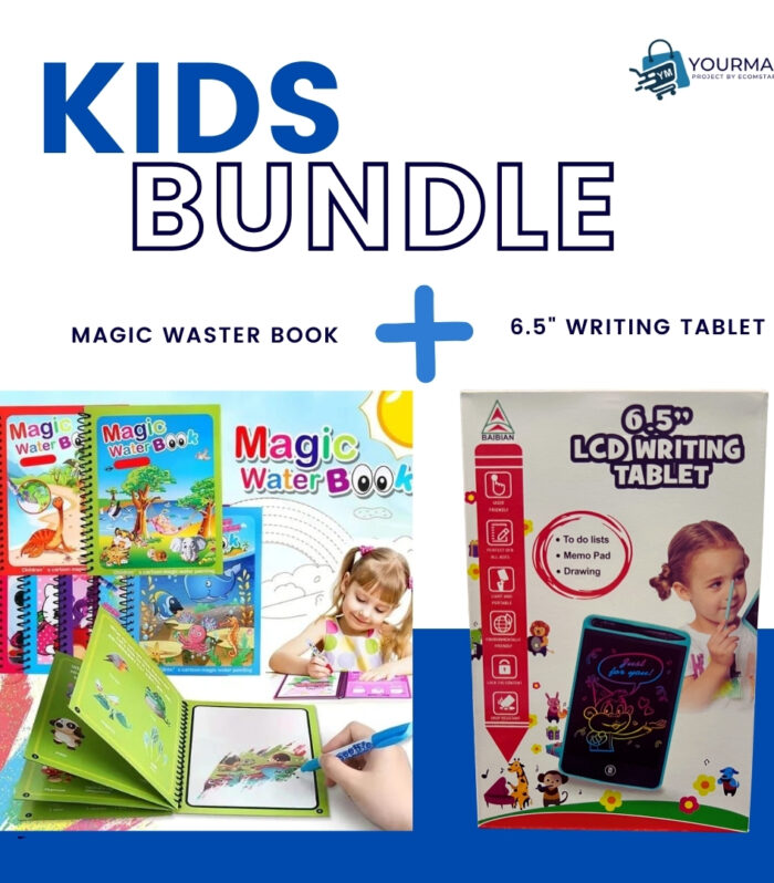 Magic Water Book with Pen + 6.5-Inch Multi-Color LCD Writing Tablet Bundle for Kids