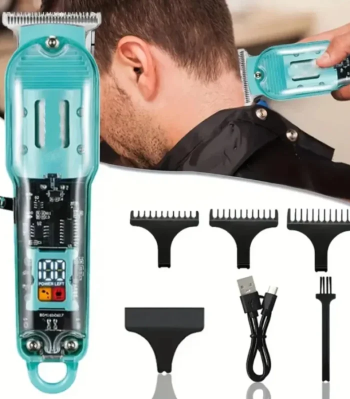 Daling Transparent LCD Electric Hair Trimmer | USB Rechargeable | Professional Grooming | FR-D-8268
