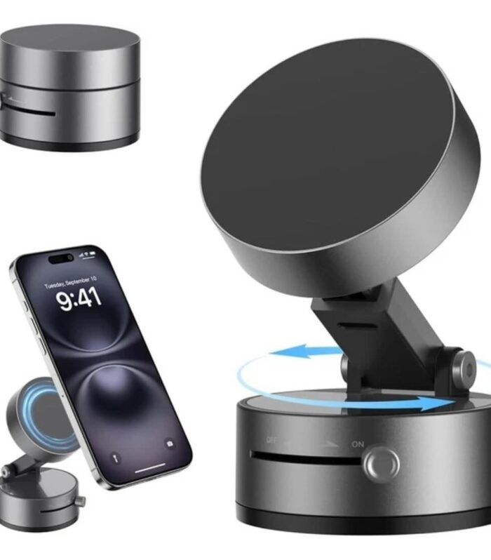 Magnetic Wireless Phone Holder with Foldable Suction Grip for Secure Mounting