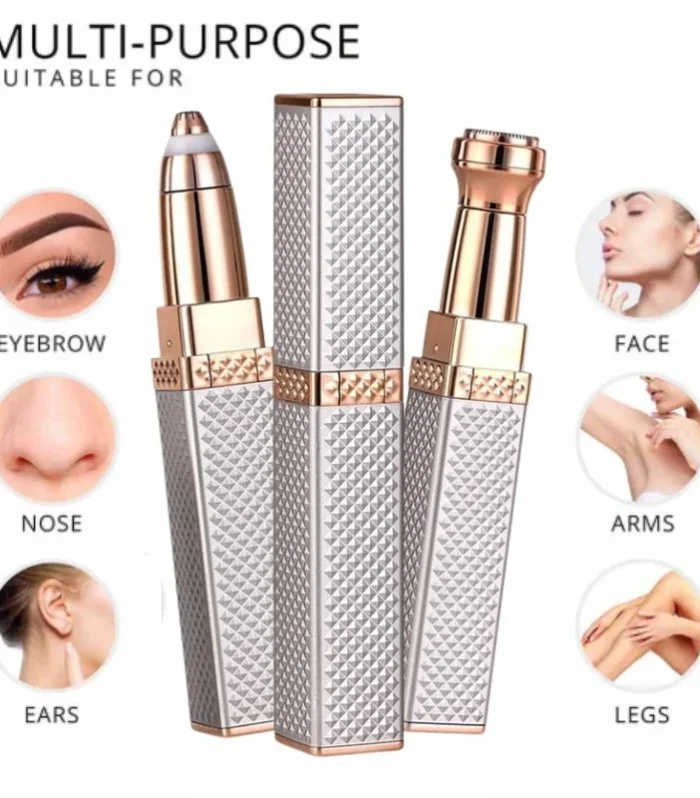 2-in-1 Flawless Facial Hair Remover & Eyebrow Trimmer | USB Rechargeable, Painless & Portable | Silver Color