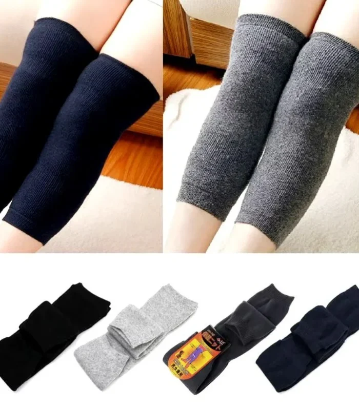 Unisex Wool Knee Warmers Pair | Warm Elastic Fit, Plain design | Winter Wear for Men & Women | Random Colors