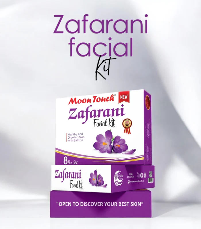 Moon Touch New Zafrani Facial Kit | Saffron Brightening Herbal Facial Set for Glowing Skin (8 Pcs)